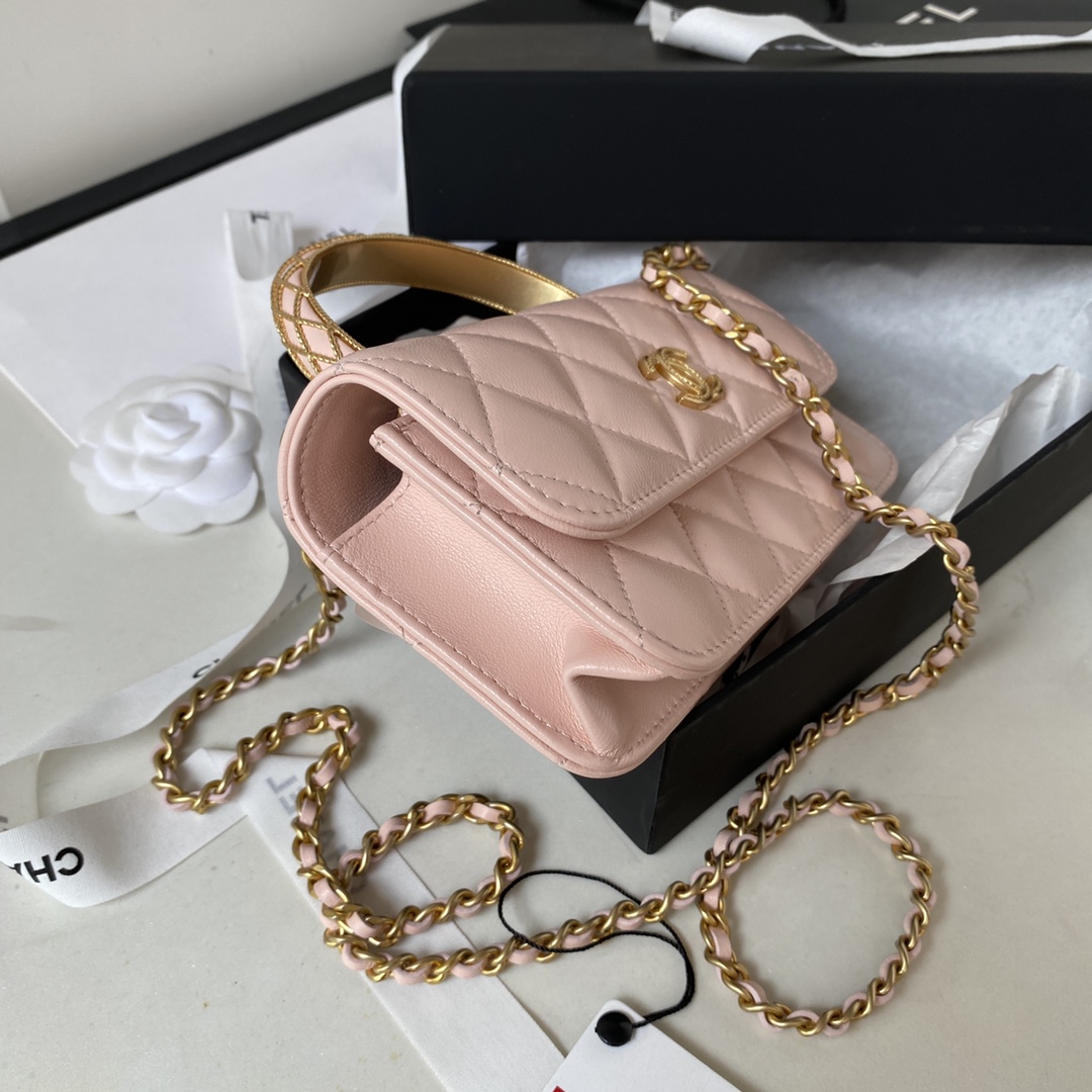 Lambskin Wallet On Chain Shoulder Bag AP3385 Pink